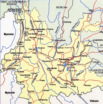 carte yunnan